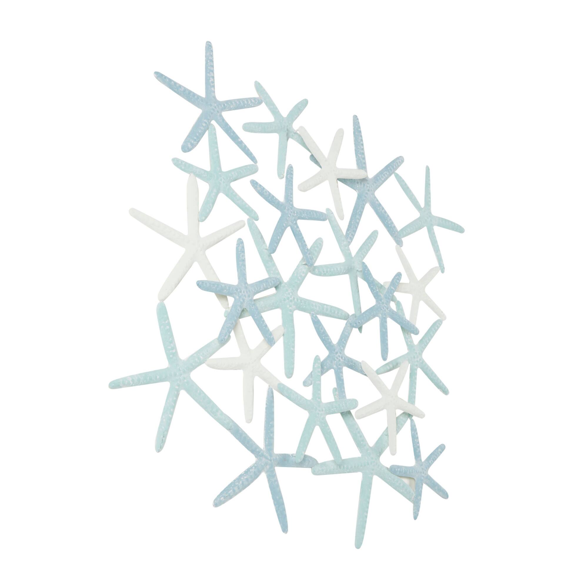 Light Blue Metal Overlapping Starfish Wall Décor